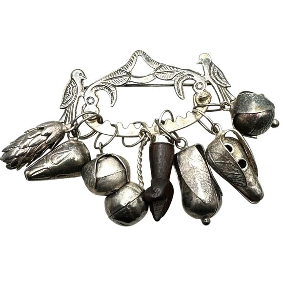 Vintage Silver Penca de Balangandan Brazilian Slave Amulet Chatelaine Figa Charm - Picture 1 of 4